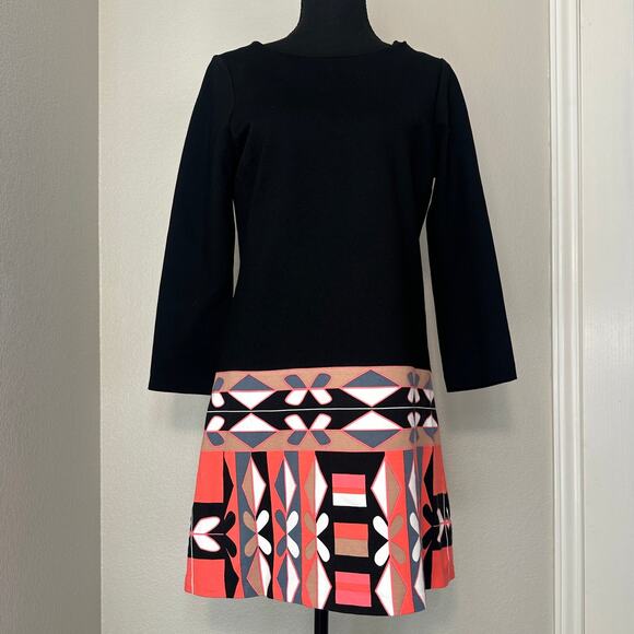 Tibi Jackie Geo Mini Dress, 3/4 Sleeve Shift, Artsy, Retro, Classic, Medium - Picture 1 of 6